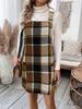 Women's Casual Plaid Overall Dress with Pockets