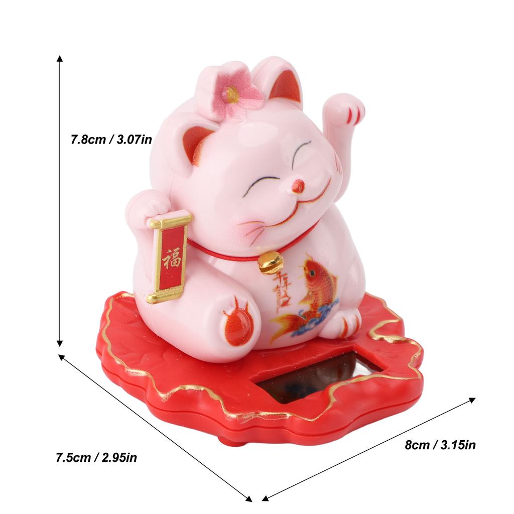 Solar Good Luck Cat Traditional Chinese ABS Waving Arm Adorable Light Sensing Solar Lucky Cat Decorative for Office