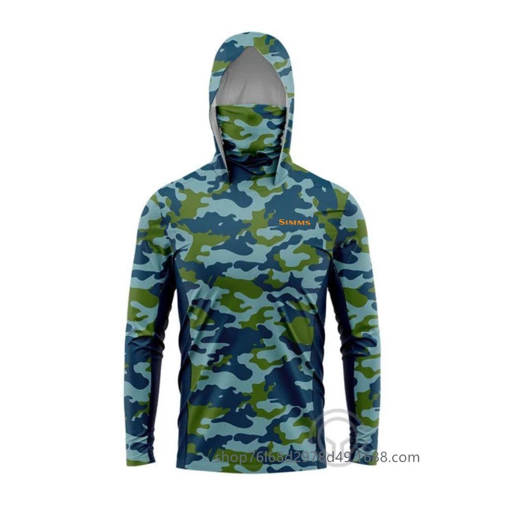 SIMMS Fishing Suit Fly Fishing Luya Hoodie Summer Men's Long Sleeve Sunscreen Clothing Hooded Mask Quick Drying Breathable