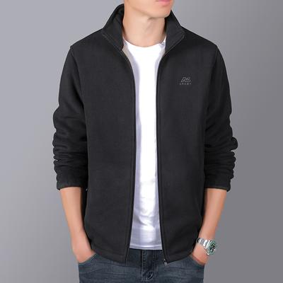 Autumn and Winter New Polar Fleece Jacket Men's Velvet Thickened Fleece Clothes Men's Warm Stand-up Collar Coat Large Size
