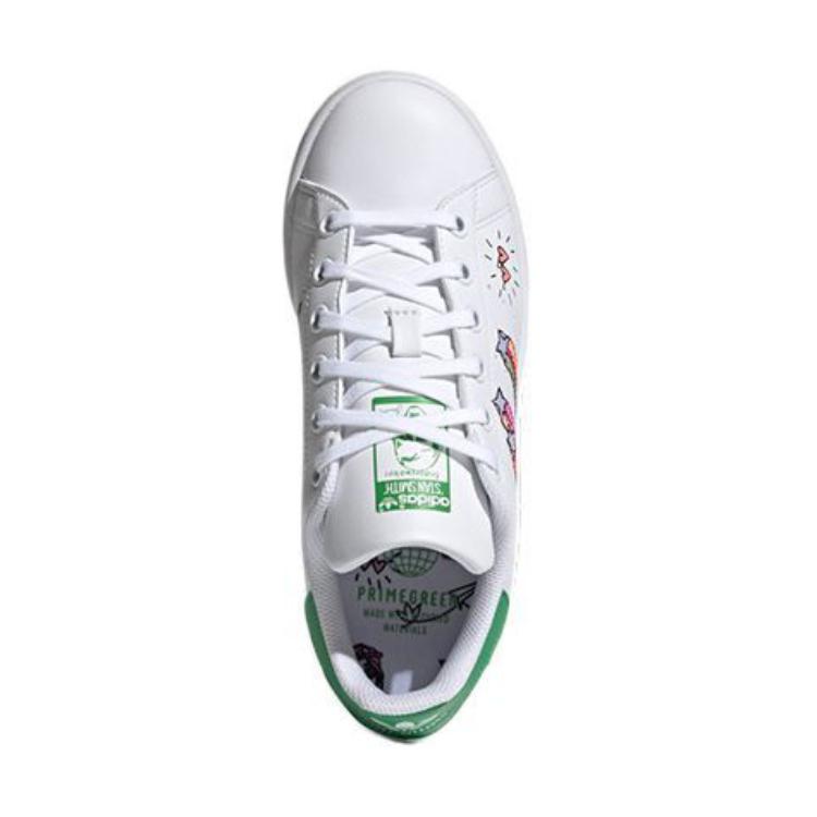 Adidas Originals Stan Smith J Kids' Skateboarding Shoes Abrasion Resistant Low top Skateboard Shoes White Green FX5976