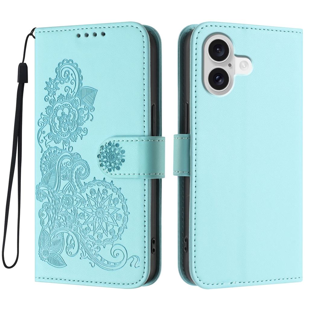 For iPhone 17 Phone Cases Mandala Flower Leather Wallet Mobile Cover with Strap