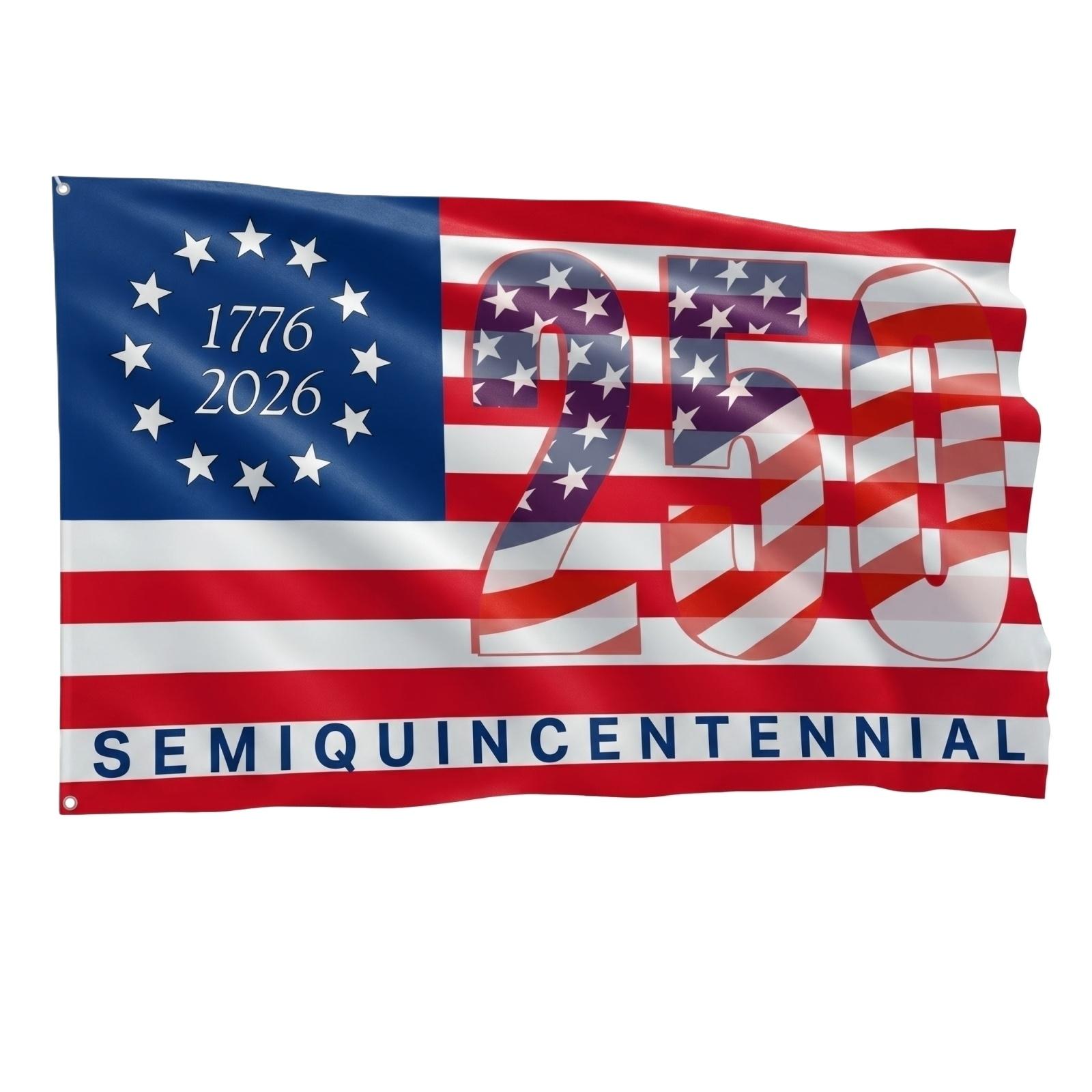 

Single Layer Double Sided 3x5 ft Garden Flag Commemorative with 250th Anniversary Print and Semi-Quincentennial Design for Outdoor Display one size