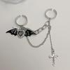 Y2K Little Devil Heart Wing Ring for Women Men Gothic Dark Cross Chain Pendant Love Crystal Opening Two Fingers Fashion Jewelry