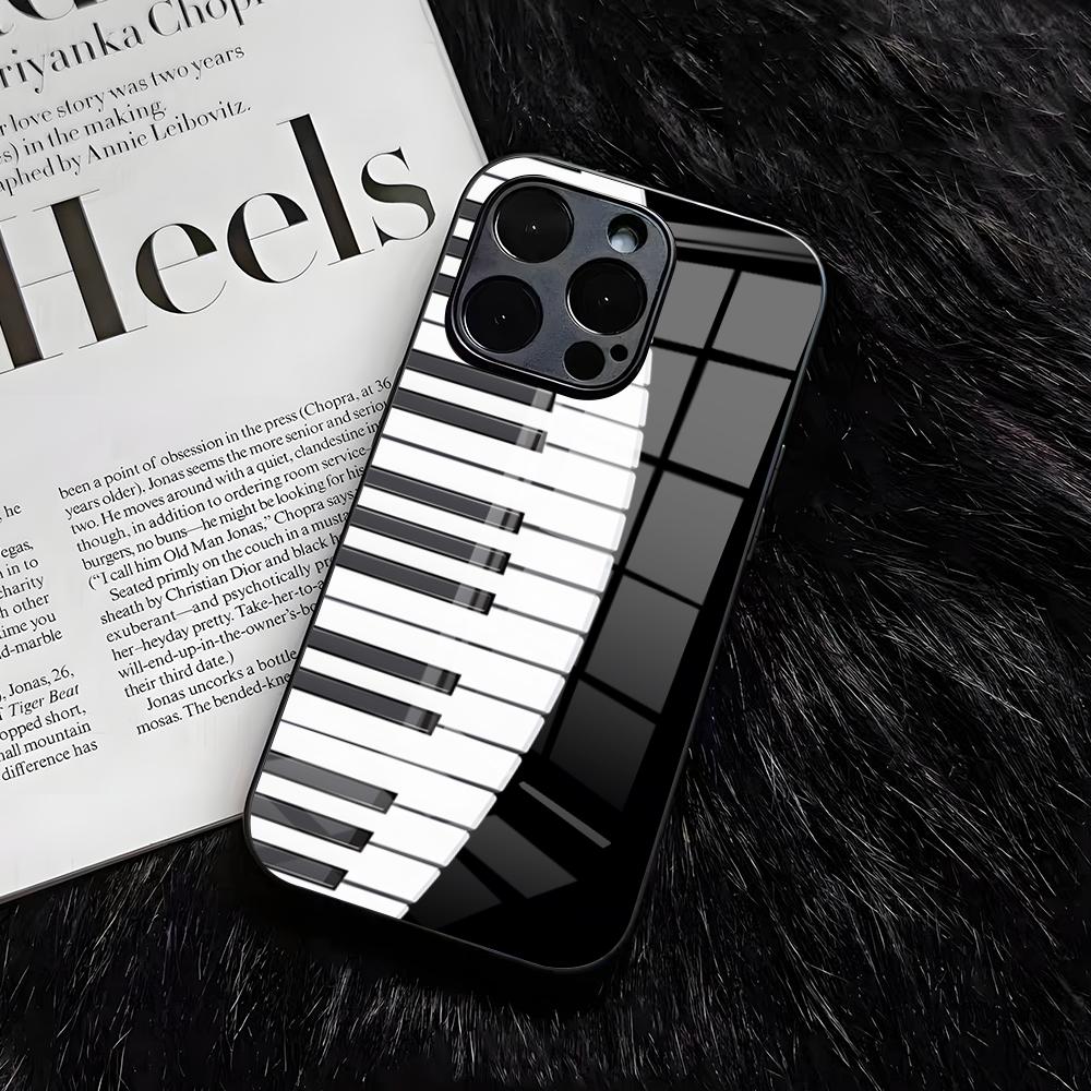Piano Keys Is Simple Retro Phone Case For IPhone 17 Air 16 E Pro Max 15 14 13 Mini 12 Pro 11 Max Plus Black Glass Cover
