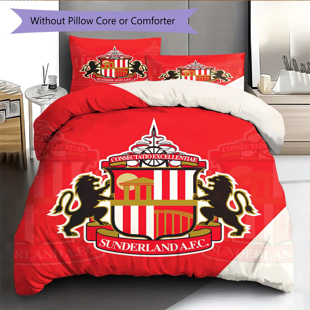 Sunderland AFC Pattern Bedding Quilt Set Home Decoration Gift (1 * Duvet Cover + 2 * Pillowcase Without Core)