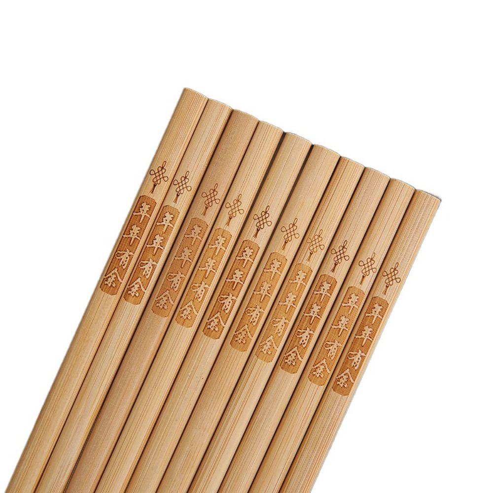 10 párů bezlakovaných bambusových hůlek, bezvoskových, protiskluzových, gravírovaných, hůlek, odolných vůči vysokým teplotám, sushi hůlek, nudlových hůlek