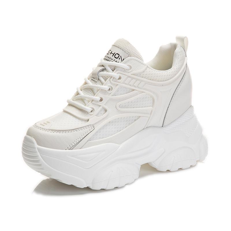 

Женские кроссовки-папы на высокой подошве: 8см Толстая подошва, Дышащие, Модные, Повседневные спортивные туфли для осени (A8382) Size 38 белый