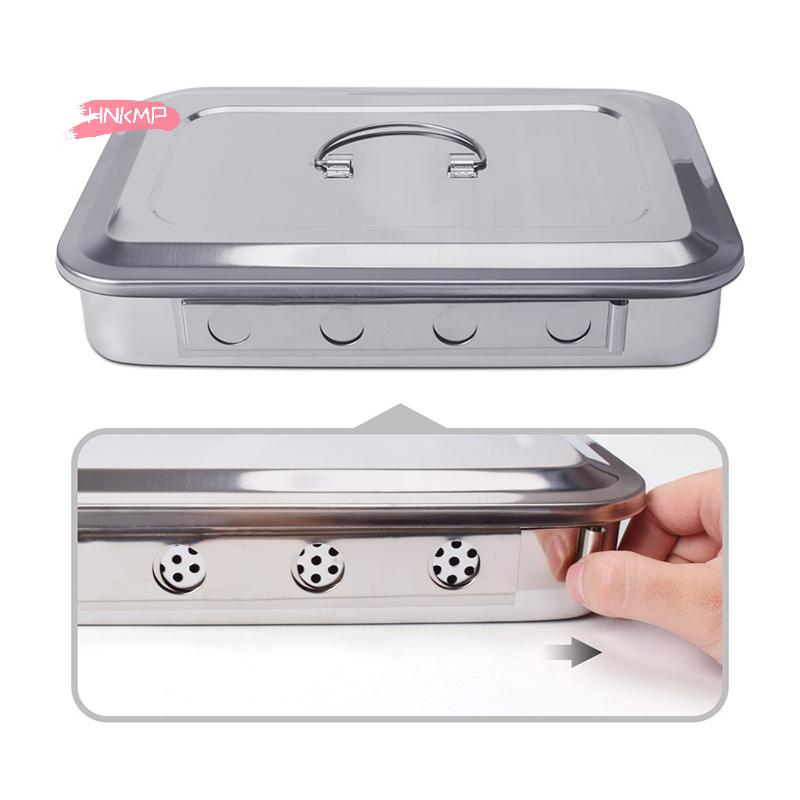 Dentalinstrumente-Tablett aus Edelstahl mit Deckel Chirurgische Medizinische Sterilisationsbox Desinfektionsbehälter für Dentalgeräte