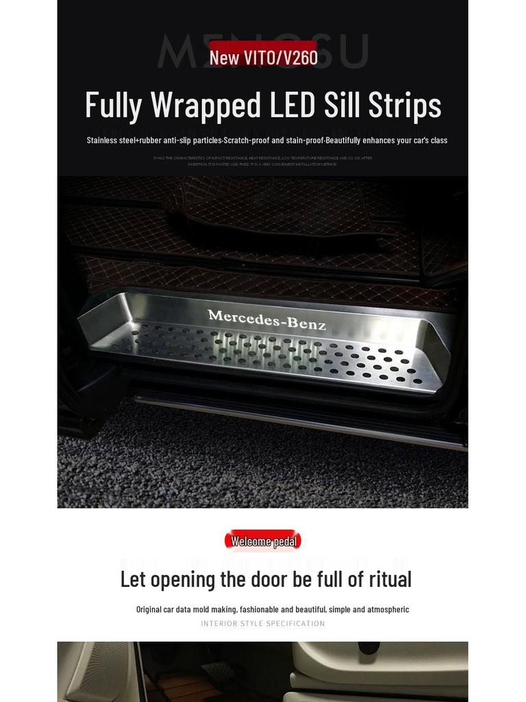 VITO V260L Stainless Steel Tailgate Protector Sill Strip