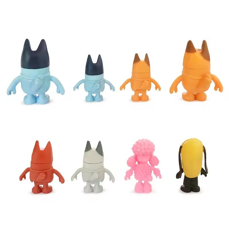 Toys Model 8Pcs/Set Bluey Bingo Anime Figure Snickers Coco PVC Movable Joints Action Figure Dolls Birthday Decoration Gifts Kids
