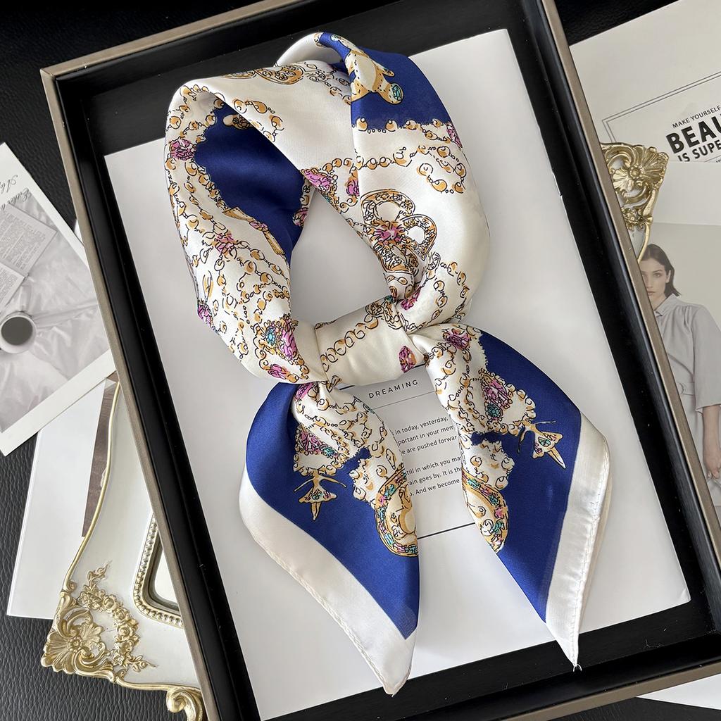 Luxury  Leopard Print Square Scarf Women'S Imitation Silk Scarf Casual Versatile Decoration Small Neck Scarf 70Cmx70Cm