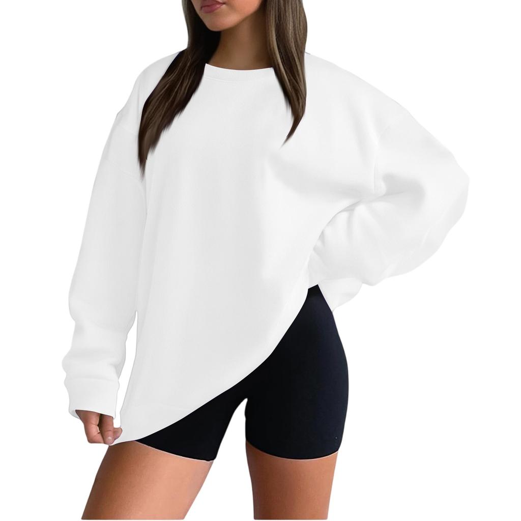 Women's Casual Fashion Loose Sports Round Neck Pullover Long Sleeve Sweatshirt