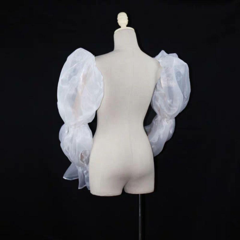 Elegant Puff Wedding Arm Sleeves Evening Dress Decor Ruffles Fairy Sleeves Bowknot Sweet Bride Detachable Sleeves Banquet