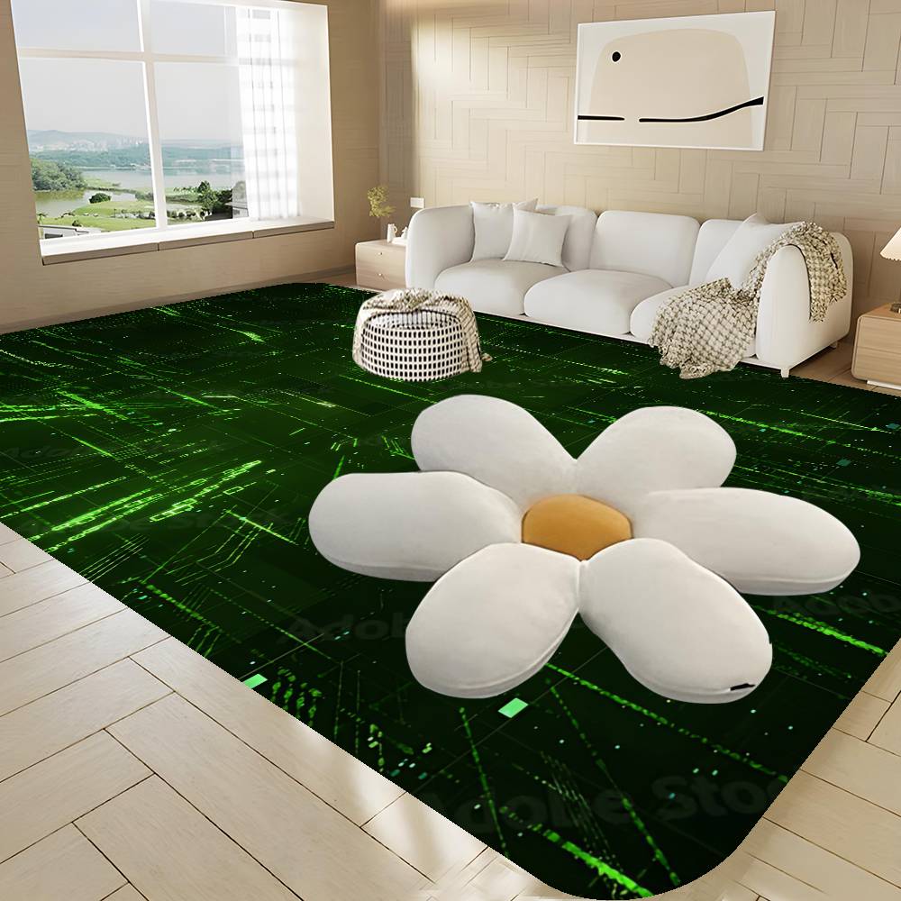 Binary Code The Matrix Program Chart Floor Mat INS Style Soft Bedroom Floor House Laundry Room Mat Anti-skid Household Carpets