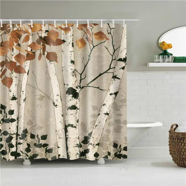 Flower Painting Printed Mildew Proof Polyester Shower Curtains Washable Waterproof Shower Curtains for Bathroom Home Decor