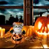 Vivid Cute Halloween Cat Pumpkin Statue Resin Crafts Handmade Pumpkin Ornament Decorative Simulation Cat Desk Figurine Gift Idea