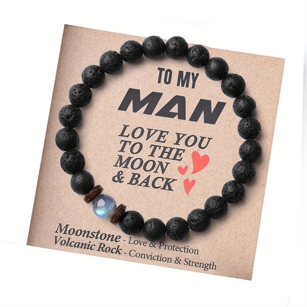 Für meinen Sohn Armband von Mama Armband Naturvulkanstein Armband Lavastein Armband Trendiger Schmuck Geschenk für Papa/Ehemann/Sohn