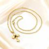 Stainless Steel Rose Cross Pendant Necklace for Women, Heart Shape Rhinestone Hypoallergic Jewelry, Valentine's Birthday