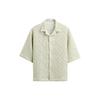 Solid Color Loose Crochet Hollow Texture Short Sleeve Shirt Men Shirts Washed-Green 7545785-519