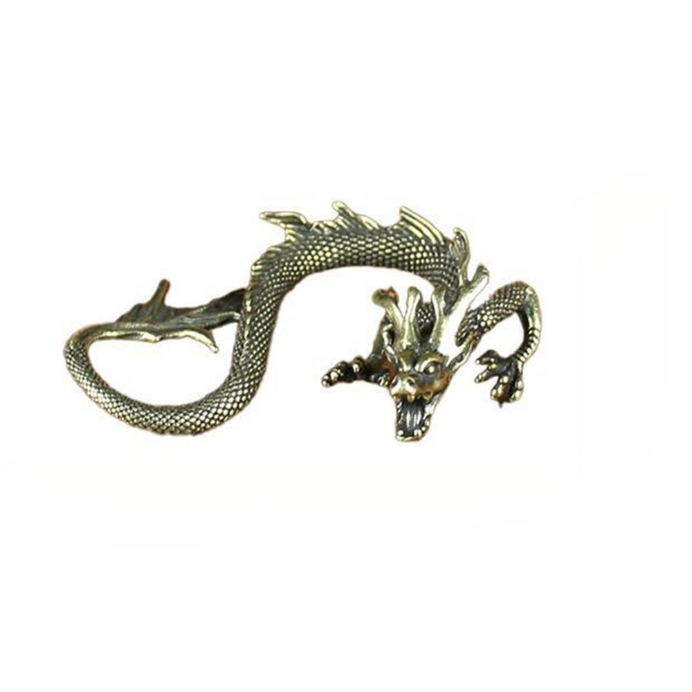 Vintage Brass Chinese Zodiac Dragon Statue Chinese Mythical Beast Miniature Figurine Desktop Decoration Home Craft Ornament