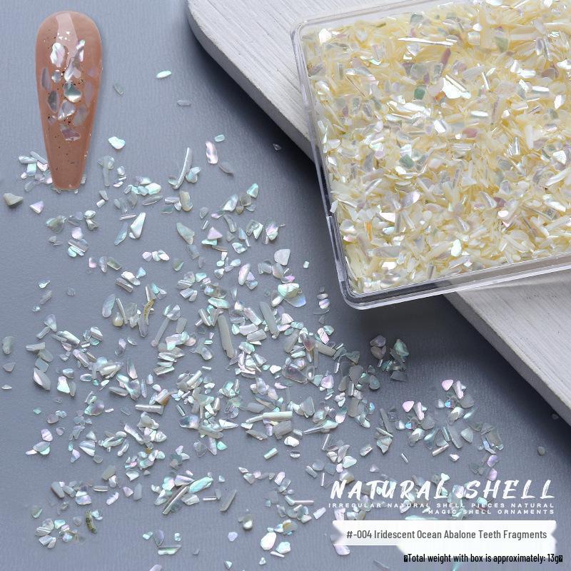 Iridescent Crushed Shell Nail Art Pieces: Ultra-Thin Abalone Gravel Decorations