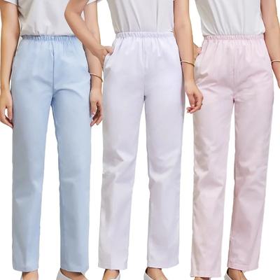 Pantaloni Comodi da Infermiera Taglia Plus Pantaloni da Lavoro Vita Elasticizzata Pantaloni da Medico Donna Bianco Rosa Blu Abito da Infermiera