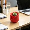 Unique Rose Design Planter 3D Printed Shaped Mini Flower Pot for Succulents Herbs Small Decorative Plant Container Plants Cute Tiny Cactus Office Home