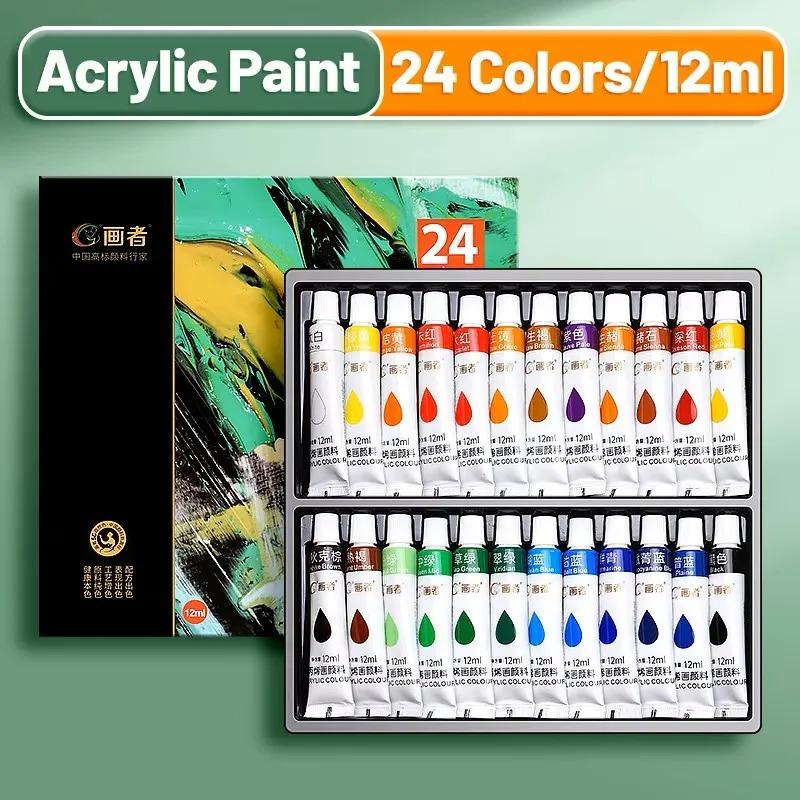 Xiaomi 12/24/36 Colors Acrylic Paint Set 5ml/12ml Water-Proof Portable Art Rich Pigments for DlY Craft,Drawing,Painting,Canvas, Rock