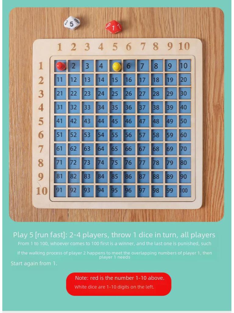 Children's Wooden 99 Multiplication & Addition Board Game: 2-in-1 Educational Toy for Early Math Learning