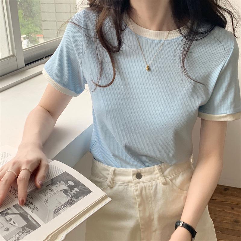 Women's Slim Fit Short Sleeve Casual Top - 2026 Korean Style Summer Trend