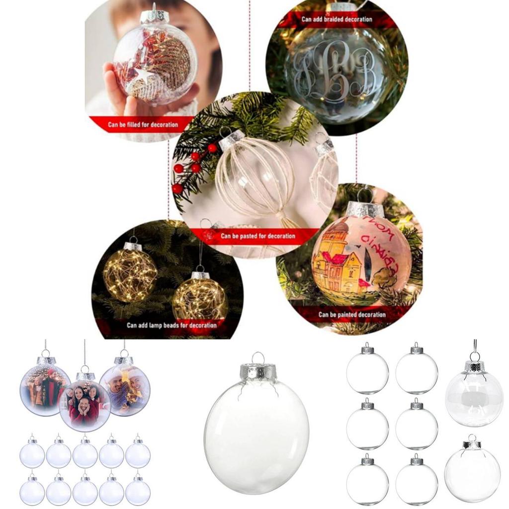 Christmas Ornament Ball With Modern Art Style In 6cm Transparent Plastic For Holiday Decor
