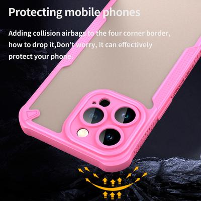 For iPhone 14 Pro Max Case PC+TPU Semi-Transparent Frosted Finish Protective Phone Cover