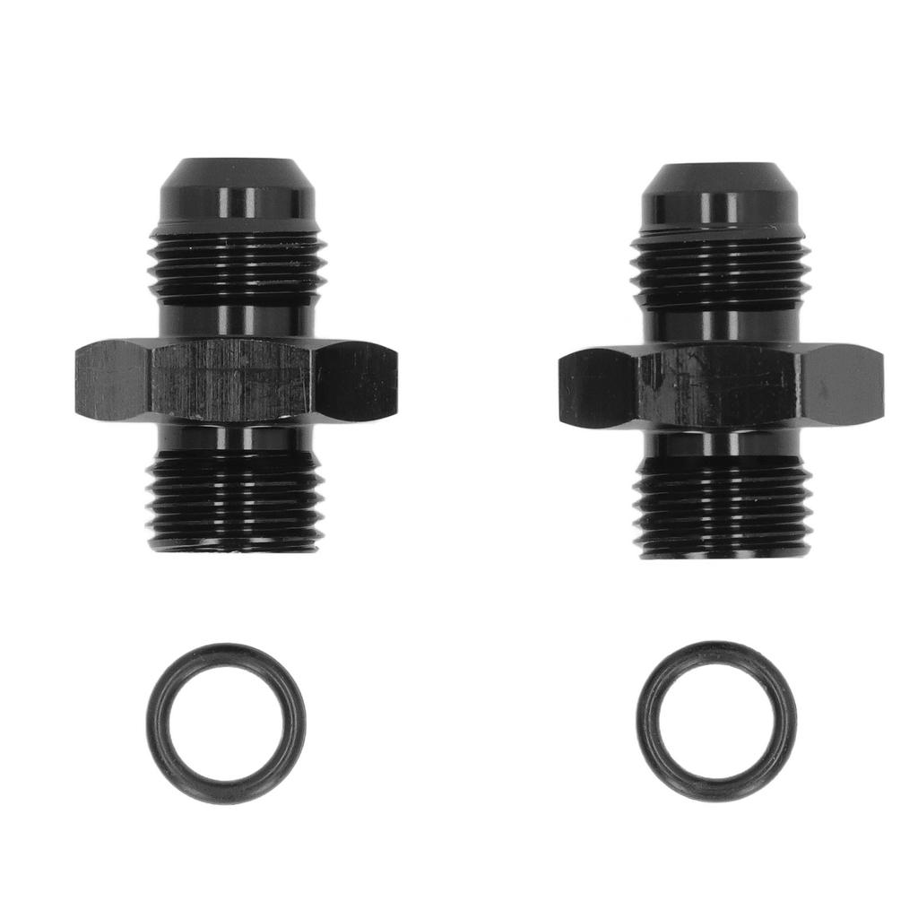 Pair ORB6 To AN6 Fuel Line Fitting O Ring Set Black Aluminum for Oil Cooler Intake Exhaust Manifold