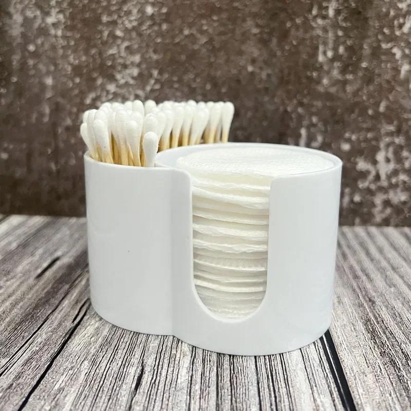 Acrylic Storage Box Bathroom Jar Makeup Organizer Cotton Round Pad Holder Cotton Swab Box Holder Dispenser Organizer Jar