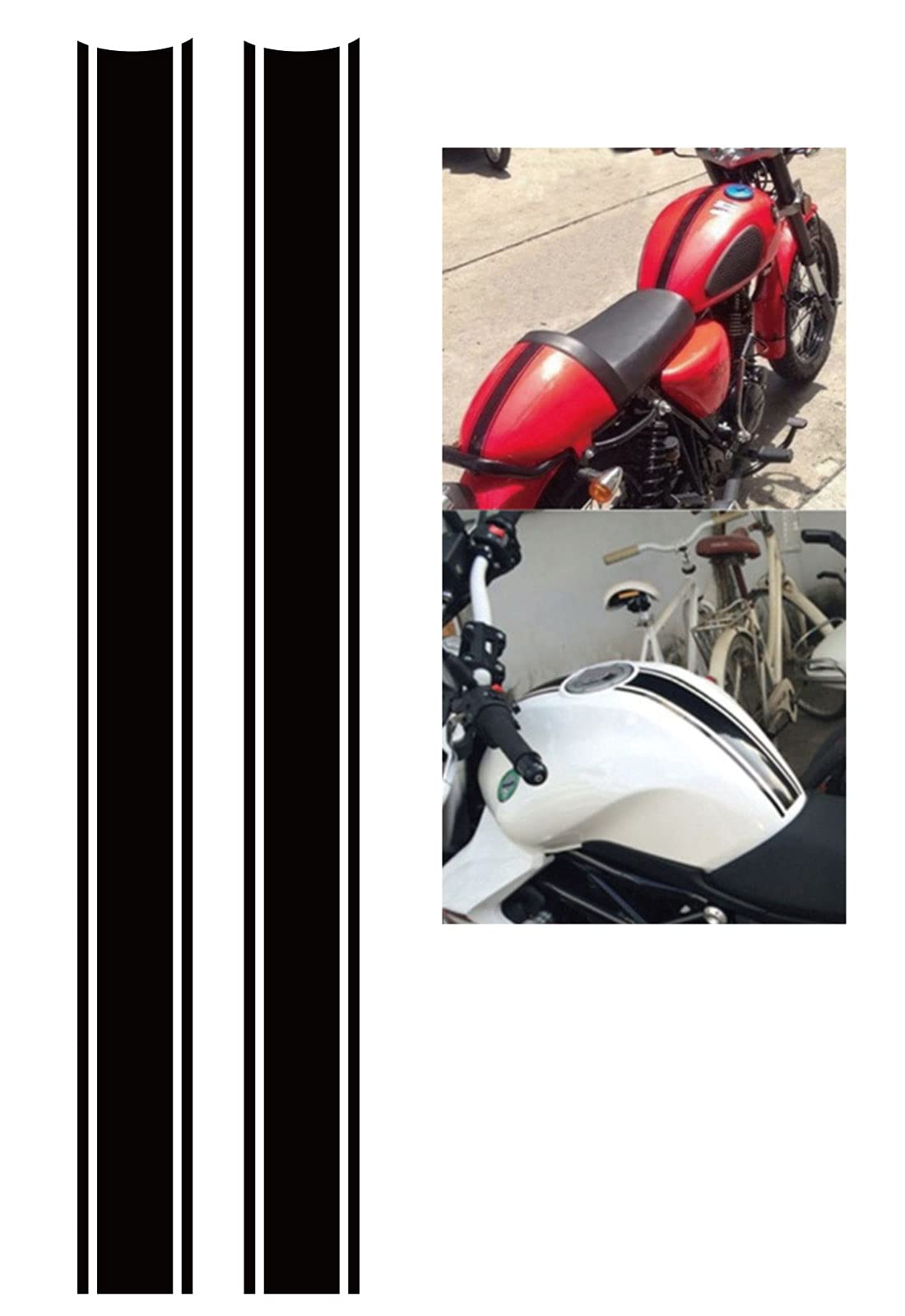 

morytrade Наклейка на мотоцикл Светоотражающая полоса для бака и кузова мотоцикла 4,5x50 см Комплект из 2 штук (черный)