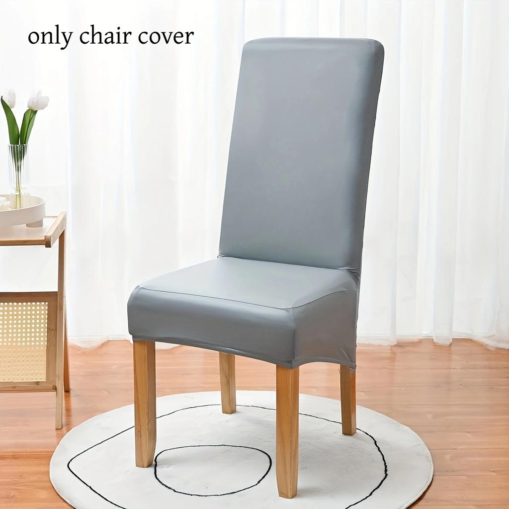 1PC Elastic PU Waterproof High Back Chair Covers New Solid Color Universal Thickened XL Chair Cover for Home Hotel Dining