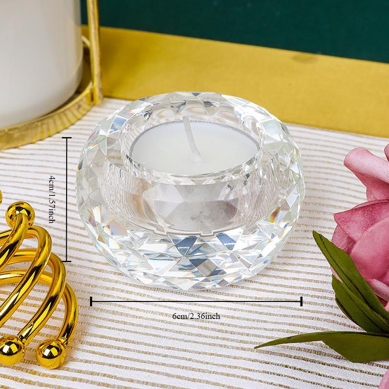 K9 Crystal Glass Tealight Candle Holder Geometric Faces Crystal Ball Clear Candlesticks Candlelight Dinner Romantic Decoration