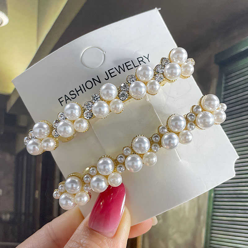 Korean Crystal Spring Hair Clips Pins Pearl Hair Barrettes For Women Girl Headband Simple Hair Accessories Headwear
