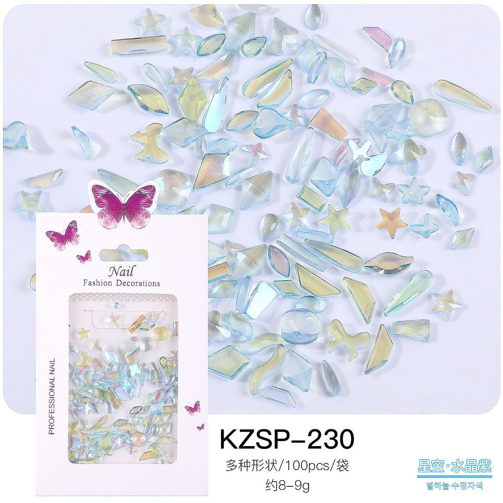 Bagged Flat Bottom Special-Shaped Diamond Nail Art Jewelry Aurora Color Abs Resin Diamond Nail Art Diamond Jewelry