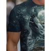 Men's Howling Wolf 3D Printed T-Shirt Full Moon Night Forest Graphic Tee Cool Flying Eagle Landscape Short Sleeve Casual Top Streetwear Men Clothing