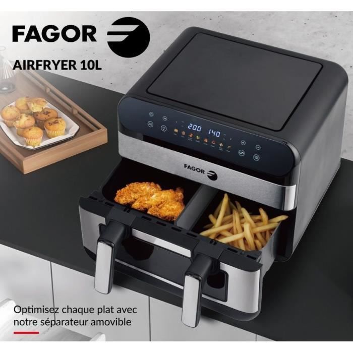 Friteuse sans huile - FAGOR - FGF10 - 10L - 2400W - Double cuisson - 8 programmes - Airfryer grande capacité familiale