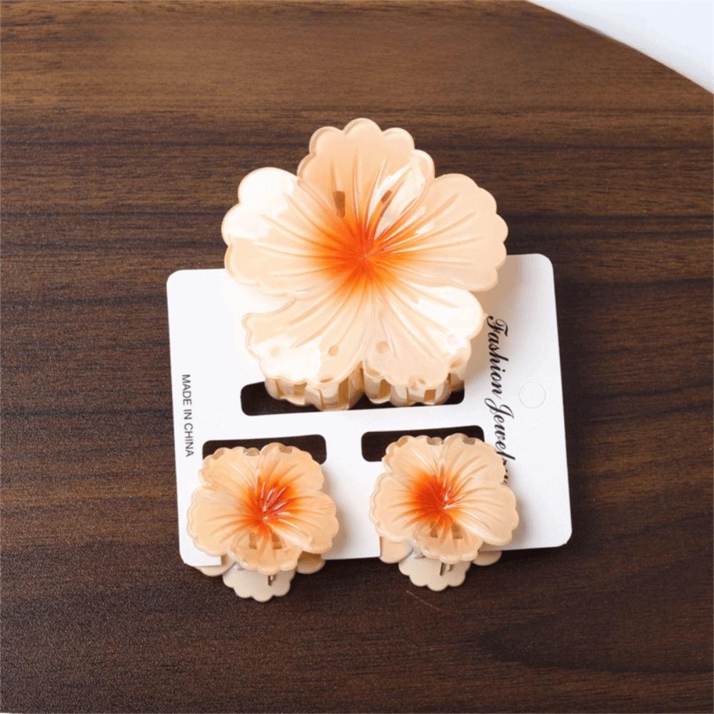 3Pcs/Set Gradient Hawaiian Flower Hair Clip Hibiscus Hair Clips New Hairpin  Summer Hair Accessories