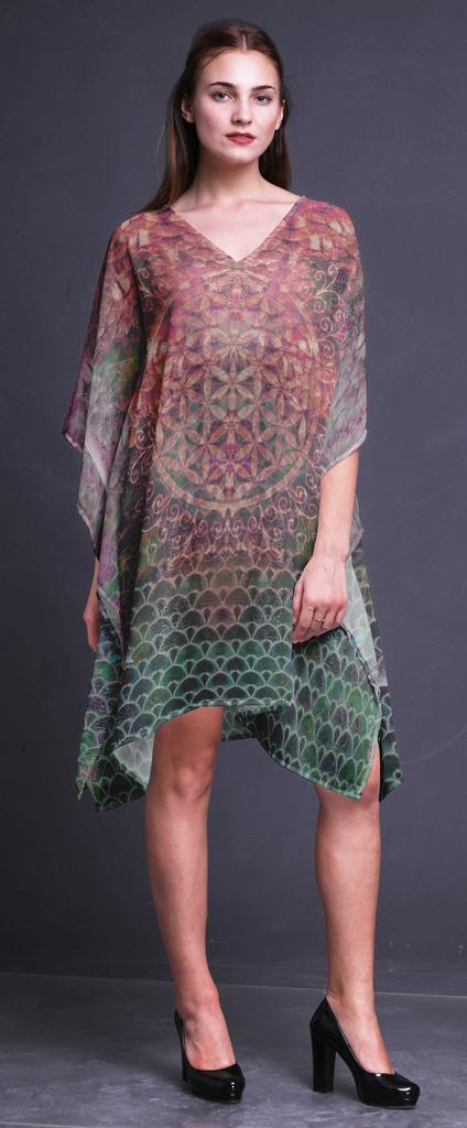 Phagun Short Caftan Midi Dress Beach Swimwear Cover Up Womens Kaftan-4X-5X