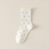 Female Autumn and Winter New Embroidery Bow Lace Polka Dot Wicking in The Tube Stack Socks
