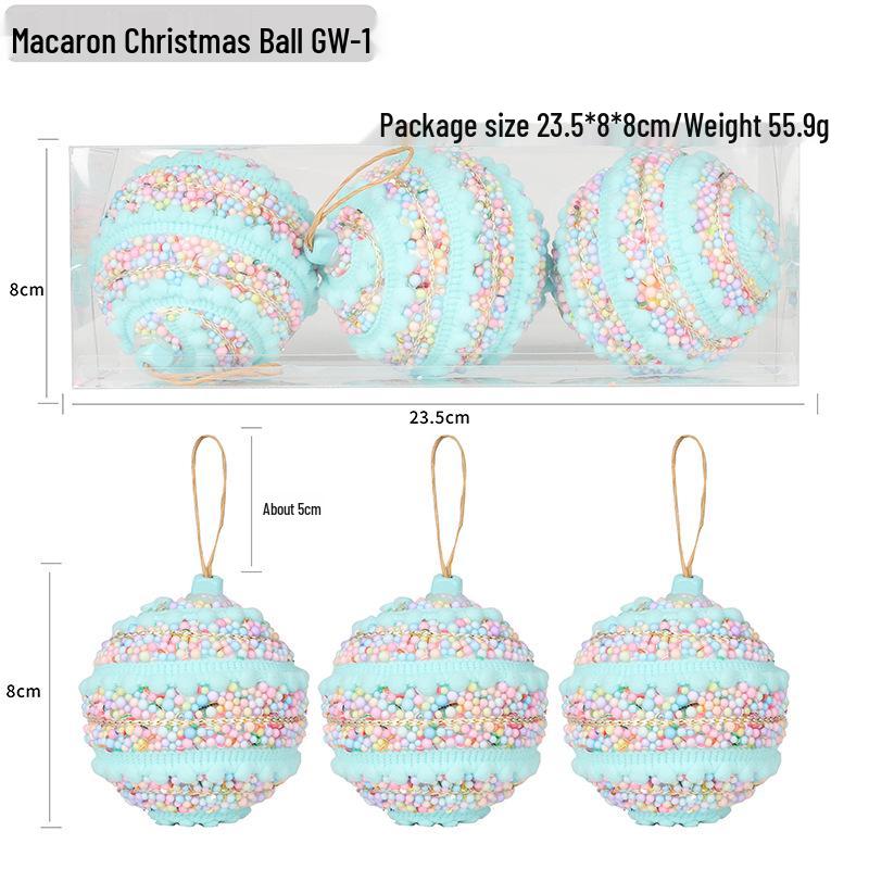 Macaron Color Foam Christmas Tree Decoration Ball, 8cm Creative Ornament for Holiday Pendant Accessories