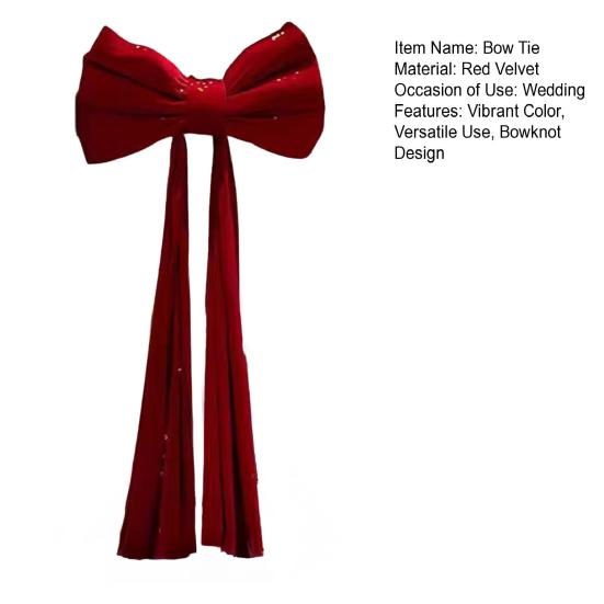 Extra Large Red Velvet Bow Red Velvet Bow Tie Christmas Decoration with Golden Metallic Thread Tree Garland Holiday Decor