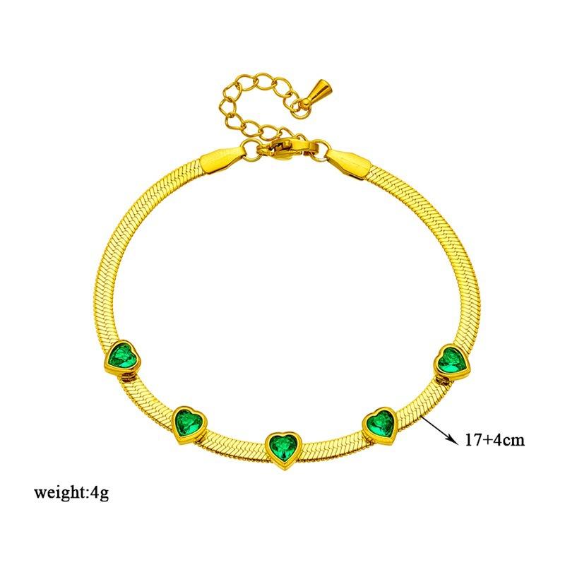 Gold Snake Chain Heart Emerald Choker – Vintage Romantic Jewelry, Love & Growth Gift for Women
