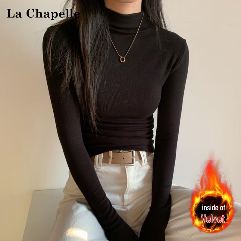 La Chapelle Women s Half-High Collar Long Sleeve Fleece Base Layer Top 2XL