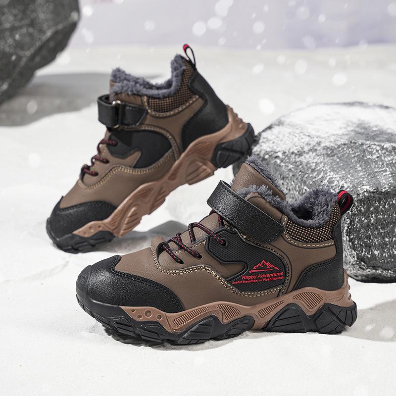 Children's Outdoor Cotton Shoes, Winter-lined and Thickened, Waterproof and Non-slip, for Boys and Girls, Warm Sports Shoes, Snow Boots